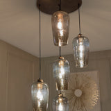 Hammered Glass 5 Light Cluster Chandelier – Brown