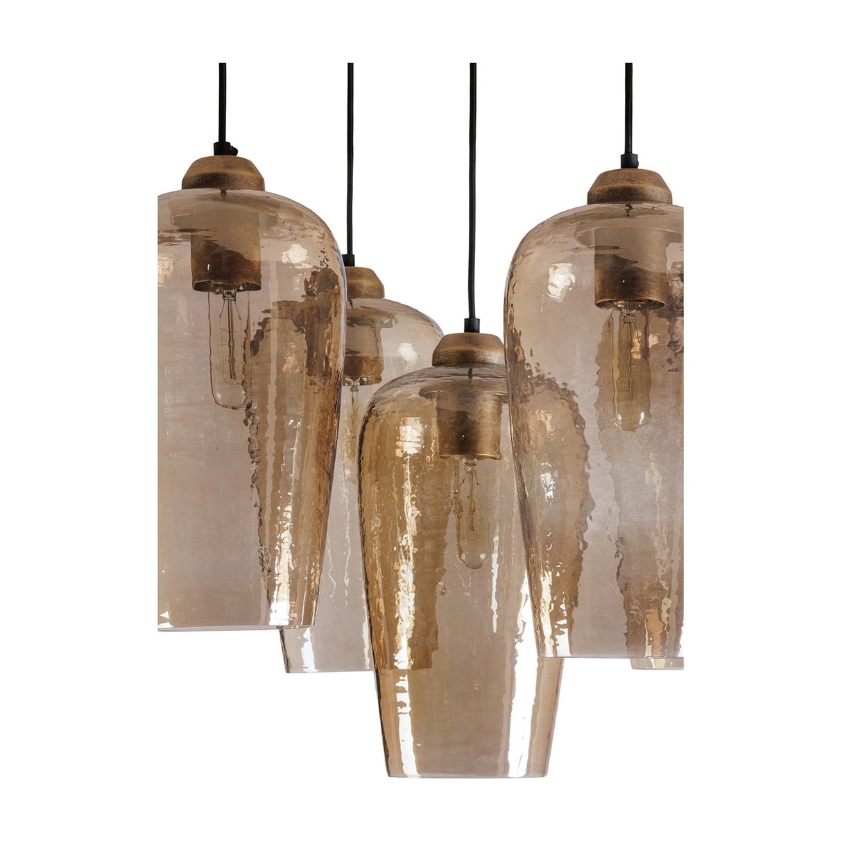 Hammered Glass 5 Light Cluster Chandelier – Brown