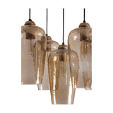 Hammered Glass 5 Light Cluster Chandelier – Brown