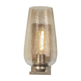 Libra Interiors Hammered Glass Tulip Wall Light in brown, featuring a lustred glass shade and champagne gold backplate with exposed bulb, on a white background.