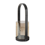 Hammered Glass Arched Hurricane Lantern – Brown