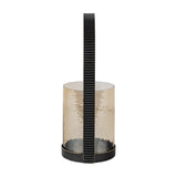 Hammered Glass Arched Hurricane Lantern – Brown