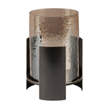 Ribbed Glass Bronzed Iron Hurricane Lantern – Brown