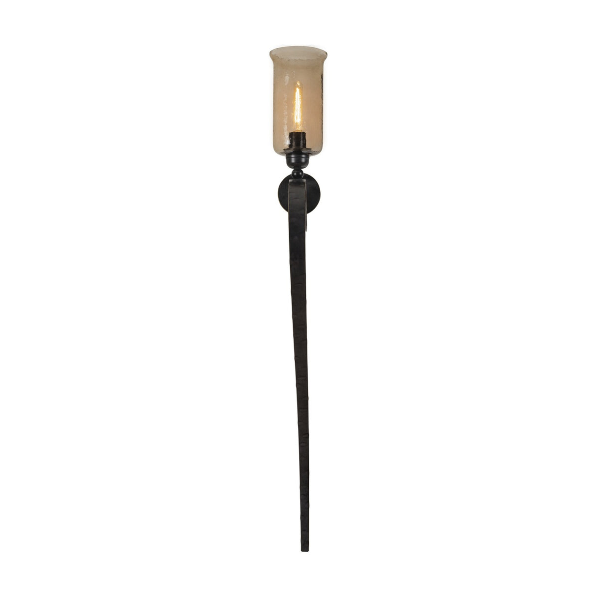 Libra Interiors Hammered Glass Iron Wall Candle Holder in brown, with a copper-lustre glass shade on a tapered hammered iron arm, on a white background.