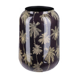 Gold Palm Enamel Vase – Black