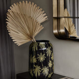 Gold Palm Enamel Vase – Black