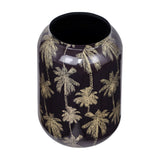 Gold Palm Enamel Vase – Black