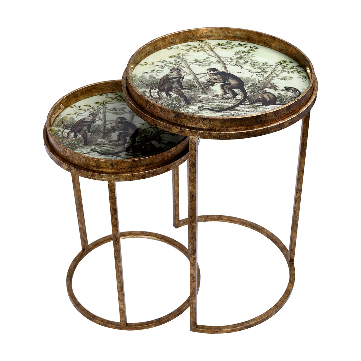 Removable Tray Top Round Nesting Side Table – Gold