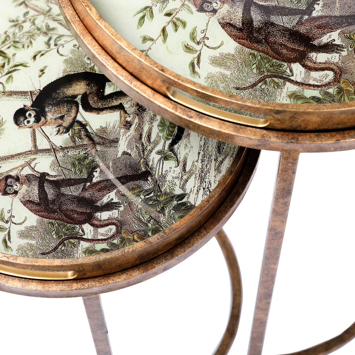Removable Tray Top Round Nesting Side Table – Gold
