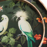 Round Glass Tropical Bird Serving Tray – Gold