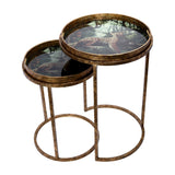 Antiqued Gold Leopard Nesting Side Table