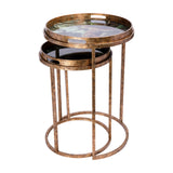 Antiqued Gold Leopard Nesting Side Table