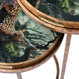 Antiqued Gold Leopard Nesting Side Table
