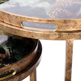 Antiqued Gold Leopard Nesting Side Table
