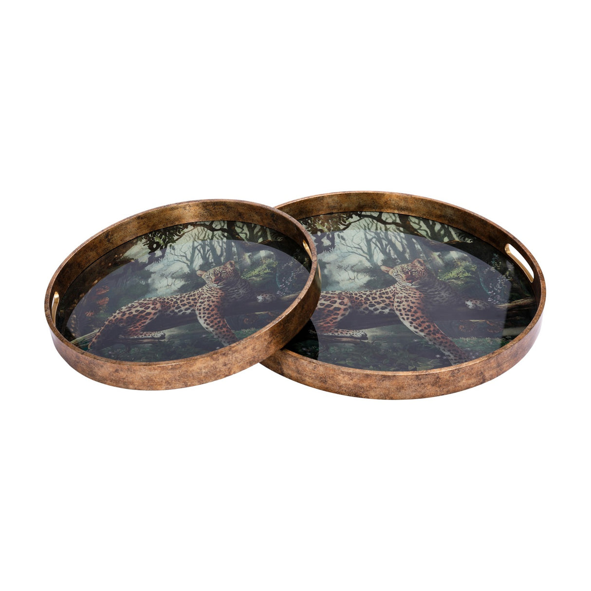 Leopard Glass Round Serving Tray – Gold