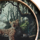 Leopard Glass Round Serving Tray – Gold