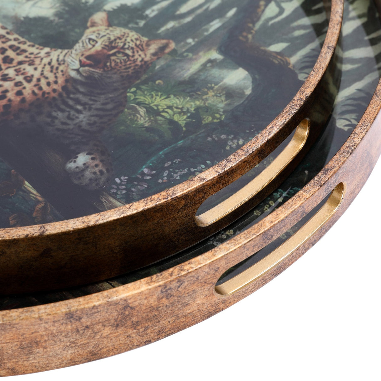 Leopard Glass Round Serving Tray – Gold
