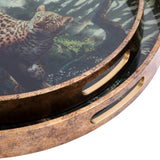 Leopard Glass Round Serving Tray – Gold
