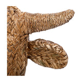 Close-up of Libra Interiors Braided Resin Cow Head Wall Art in brown, showing the herringbone-woven horn and softly braided ear detail.