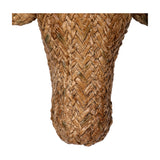 Close-up of the tapered muzzle on Libra Interiors Braided Resin Cow Head Wall Art in brown, showing herringbone woven detail and natural patina.