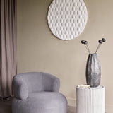 Ribbed Stone Effect Cylindrical Side Table – Grey