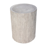 Ribbed Stone Effect Cylindrical Side Table – Grey