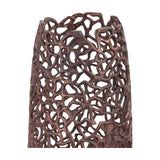 Libra Interiors Coral Cut-Out floor vase in raw bronze aluminium, close-up of the pierced organic coral lattice across the upper section.