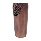 Libra Interiors Coral Cut-Out aluminium floor vase in raw bronze, showing the smooth lower body and pierced coral-like openwork detailing at the upper edge.