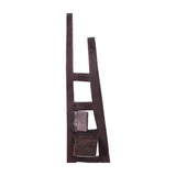 Libra Interiors tall aluminium sculpture in blackened bronze, with tapered asymmetric uprights and geometric cut-outs holding angular block details.