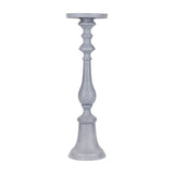 Turned Stonewash Pillar Candle Holder – Grey