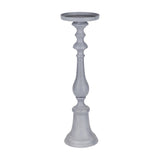 Turned Stonewash Pillar Candle Holder – Grey
