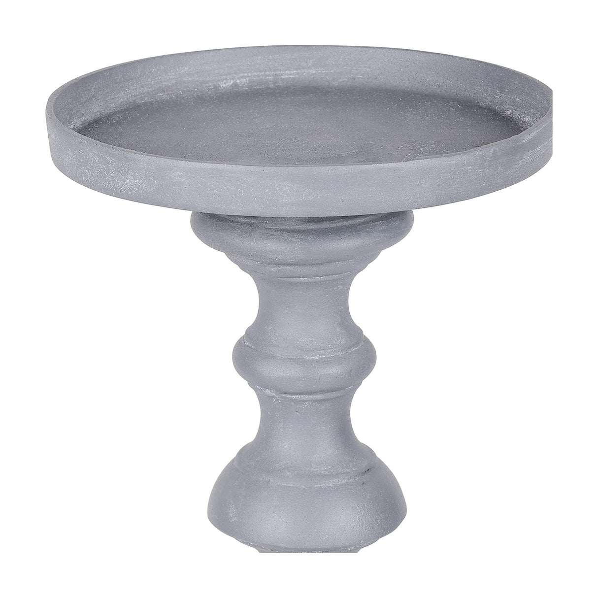 Turned Stonewash Pillar Candle Holder – Grey