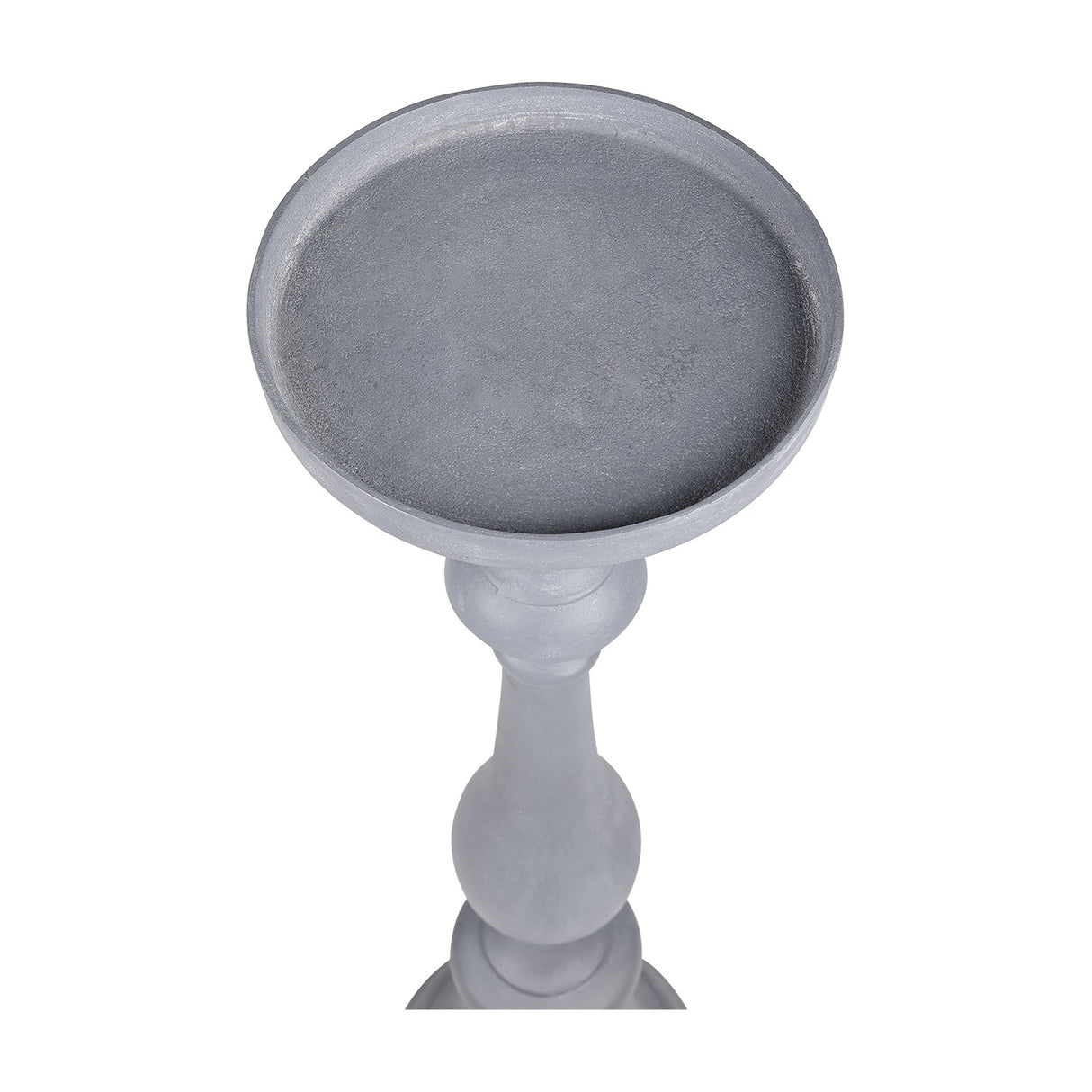 Turned Stonewash Pillar Candle Holder – Grey