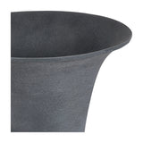 Close-up of the flared lip and upper body of the Libra Interiors Stonewash Grey Aluminium Urn Vase, showing its matt grainy finish.