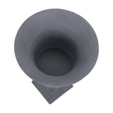 Top-down view of Libra Interiors Stonewash Aluminium Urn Vase in grey, showing the flared circular opening, hollow interior and square plinth base.