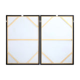 Reverse view of Libra Interiors Textured Framed Canvas Set of 2 Wall Art in taupe, showing pine wood stretcher bars, black frames and hanging hooks.