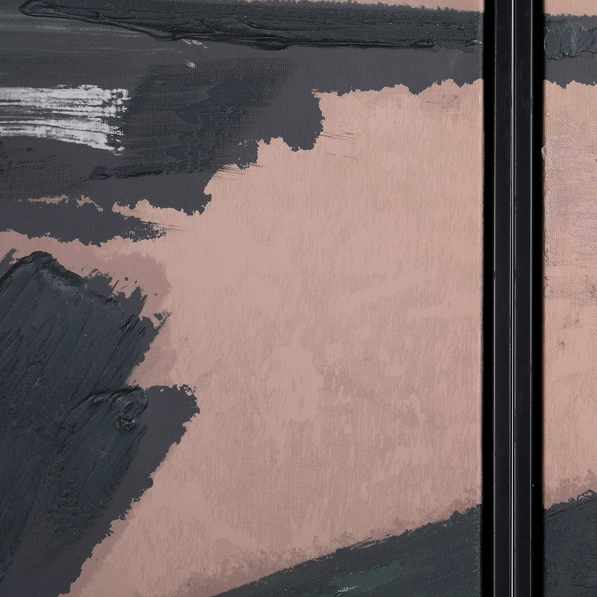 Close-up of Libra Interiors Textured Framed Canvas Set of 2 Wall Art in Taupe, showing raised black impasto brushstrokes across a warm taupe ground.