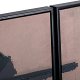 Close-up of Libra Interiors Textured Framed Canvas Set of 2 Wall Art in taupe, showing raised black brushstrokes on canvas within slim black pine frames.