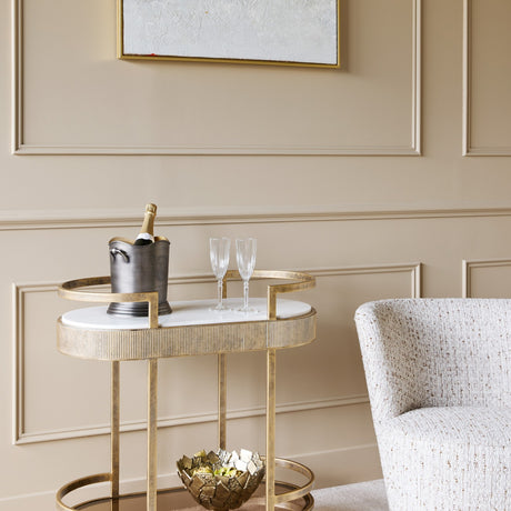 Marble Top Aged Gold Drinks Trolley