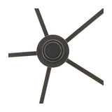 Close-up of the Libra Interiors Bronze Iron 5 Light Linen Chandelier hub, showing brushed bronze arms radiating from a gold-lined central disc.