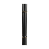 Close-up of the Libra Interiors Bamboo-Effect Ikat Shade Floor Lamp base, showing the iron upright with ribbed bamboo-style segments in gilded dark bronze.