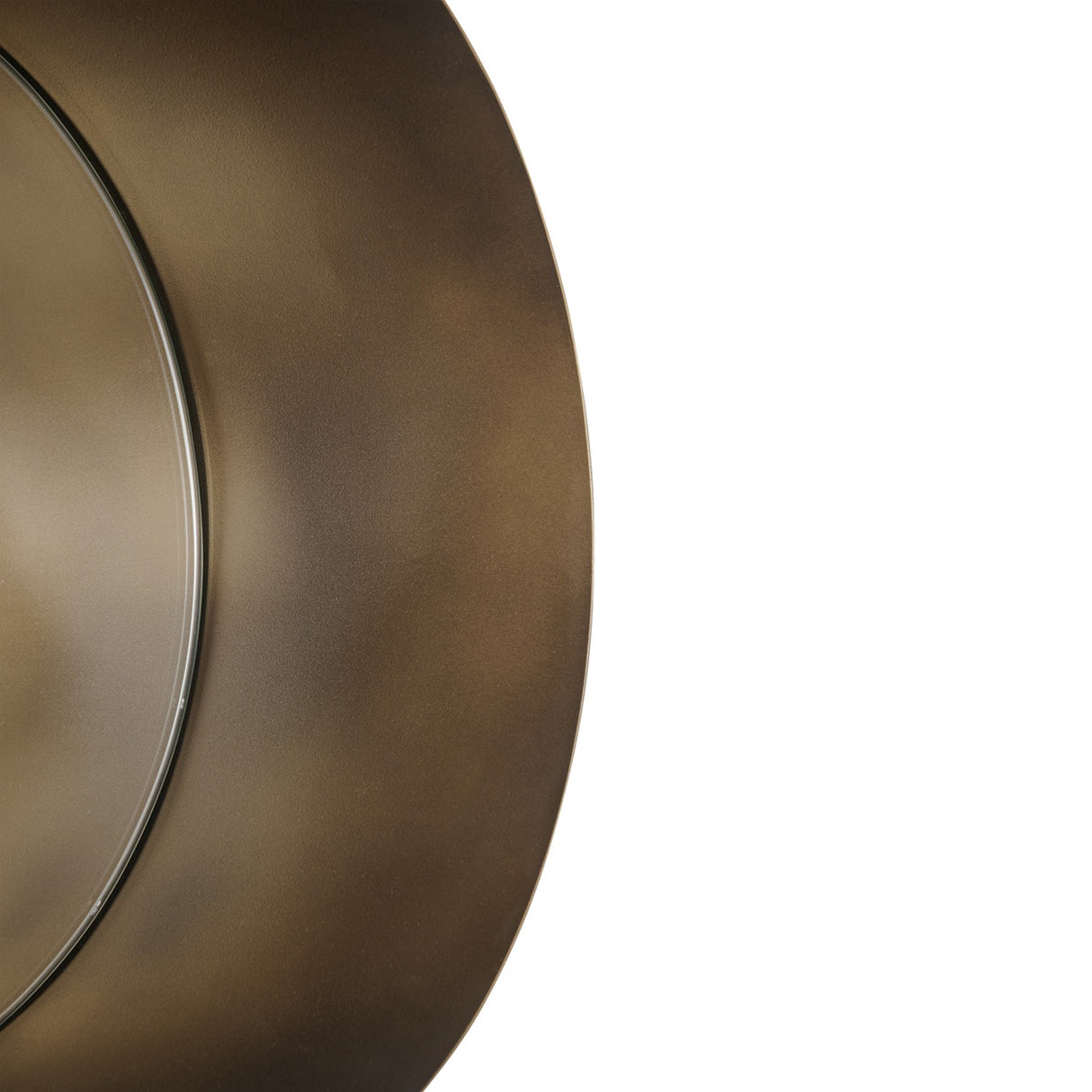 Close-up of Libra Interiors Set of 3 Nested Round Wall Mirrors in gold, showing the deep metal frame and smoke gold gilded finish around the glass.