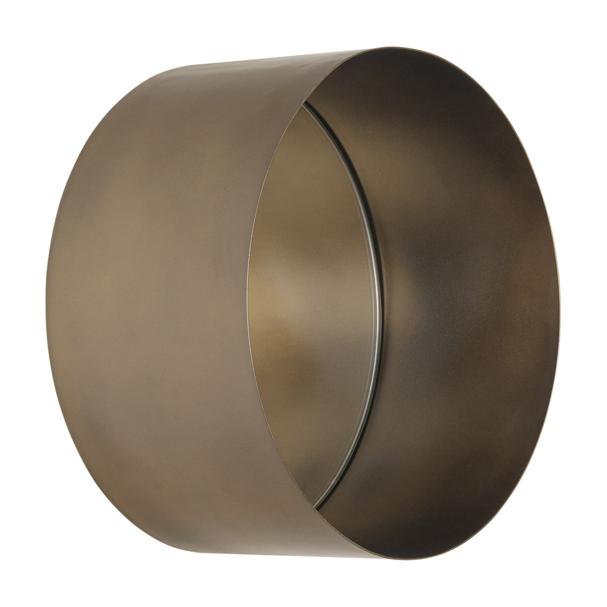 Libra Interiors Set of 3 Nested Round Wall Mirrors in gold, shown as a single deep cylindrical metal-framed round mirror against a white background.