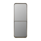 Libra Interiors Smoked Gold Iron Ledge Wall Mirror with tall rounded rectangular frame and integrated shelf, shown against a plain white background.