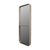 Libra Interiors Smoked Gold Iron Ledge full-length wall mirror with rounded rectangular frame and integrated ledge, shown at an angle on a white background.