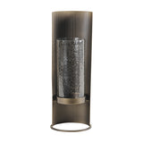 Corrugated Bronze Hammered Glass Hurricane Lantern – Gold