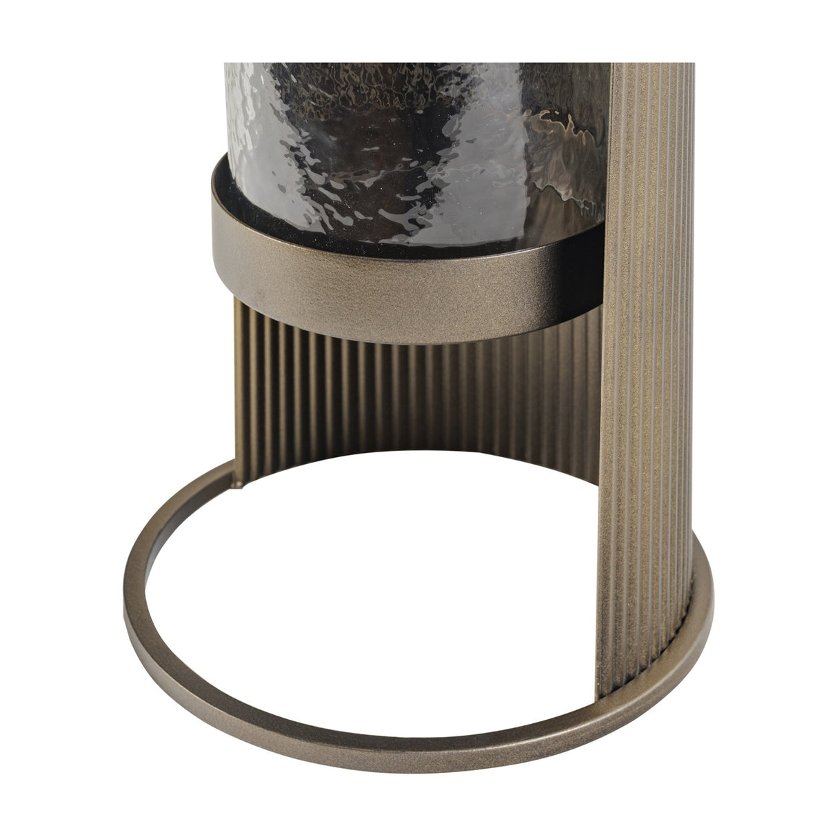 Corrugated Bronze Hammered Glass Hurricane Lantern – Gold