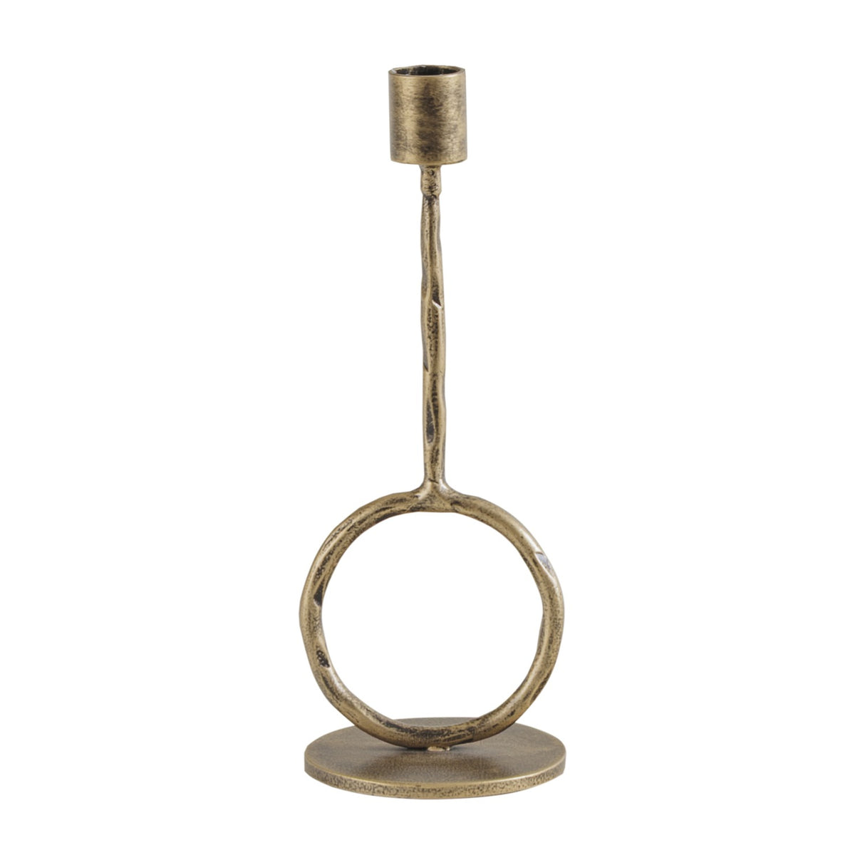 Hammered Iron Ring Candle Holder – Gold