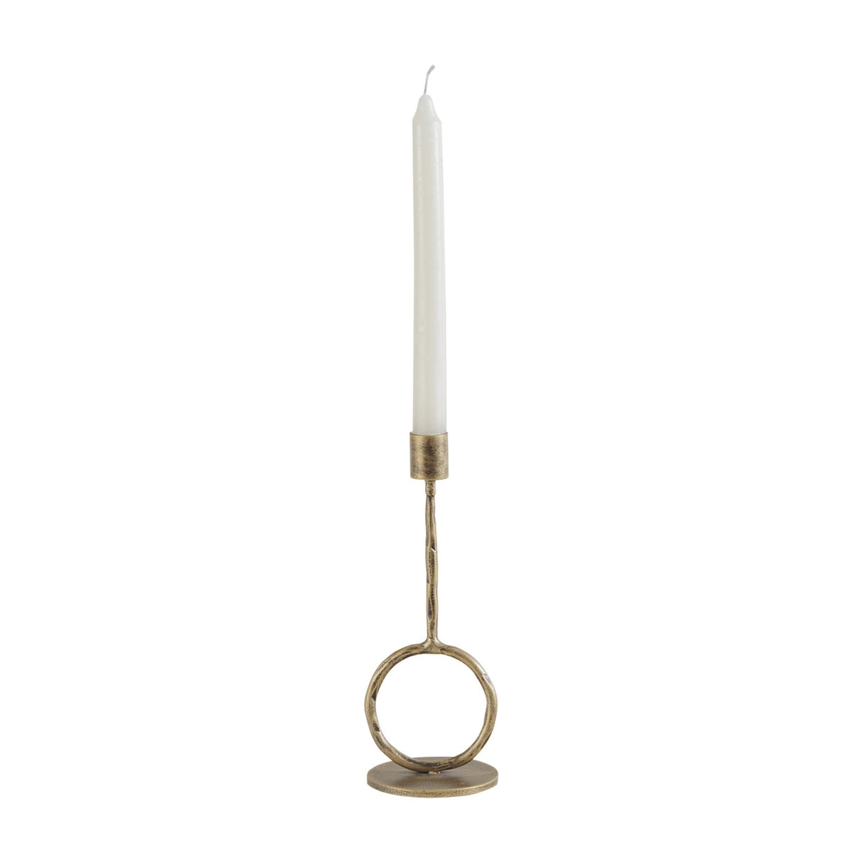 Hammered Iron Ring Candle Holder – Gold