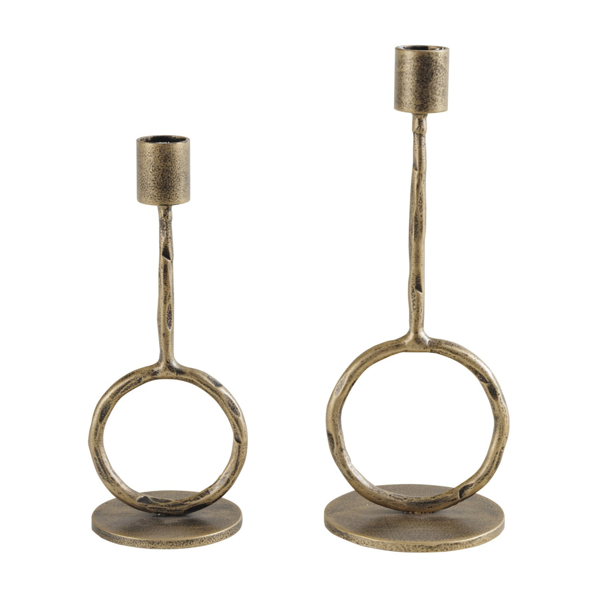 Hammered Iron Ring Candle Holder – Gold